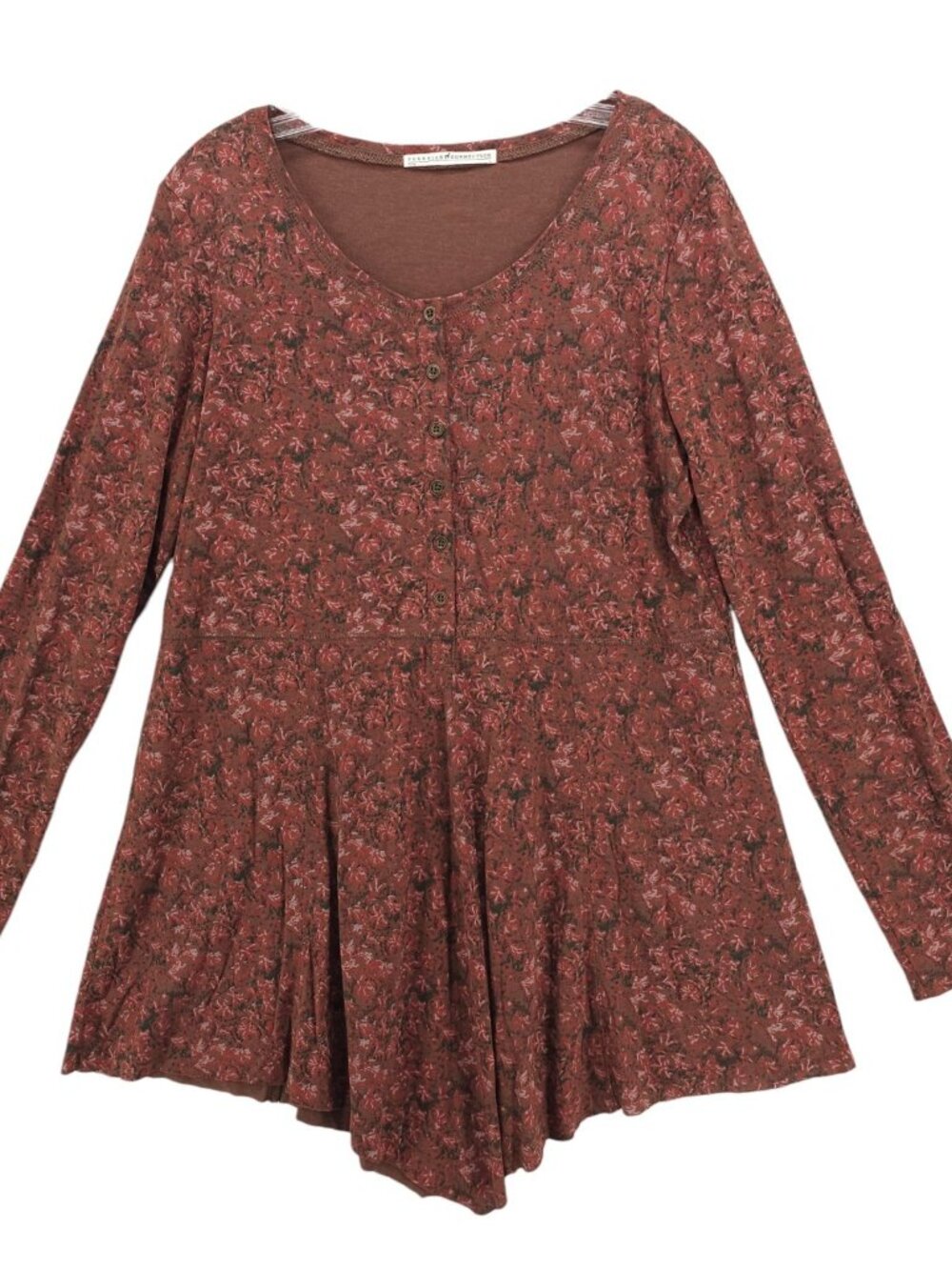 PERUVIAN CONNECTION Pima Cotton Blend Henley Tunic Top Pattern Size LARGE